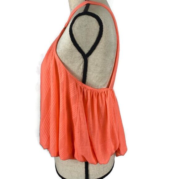 FREE PEOPLE Just A Fling Tank Top Bubble Hem Halter Coral Electric Womens Med - Picture 5 of 13